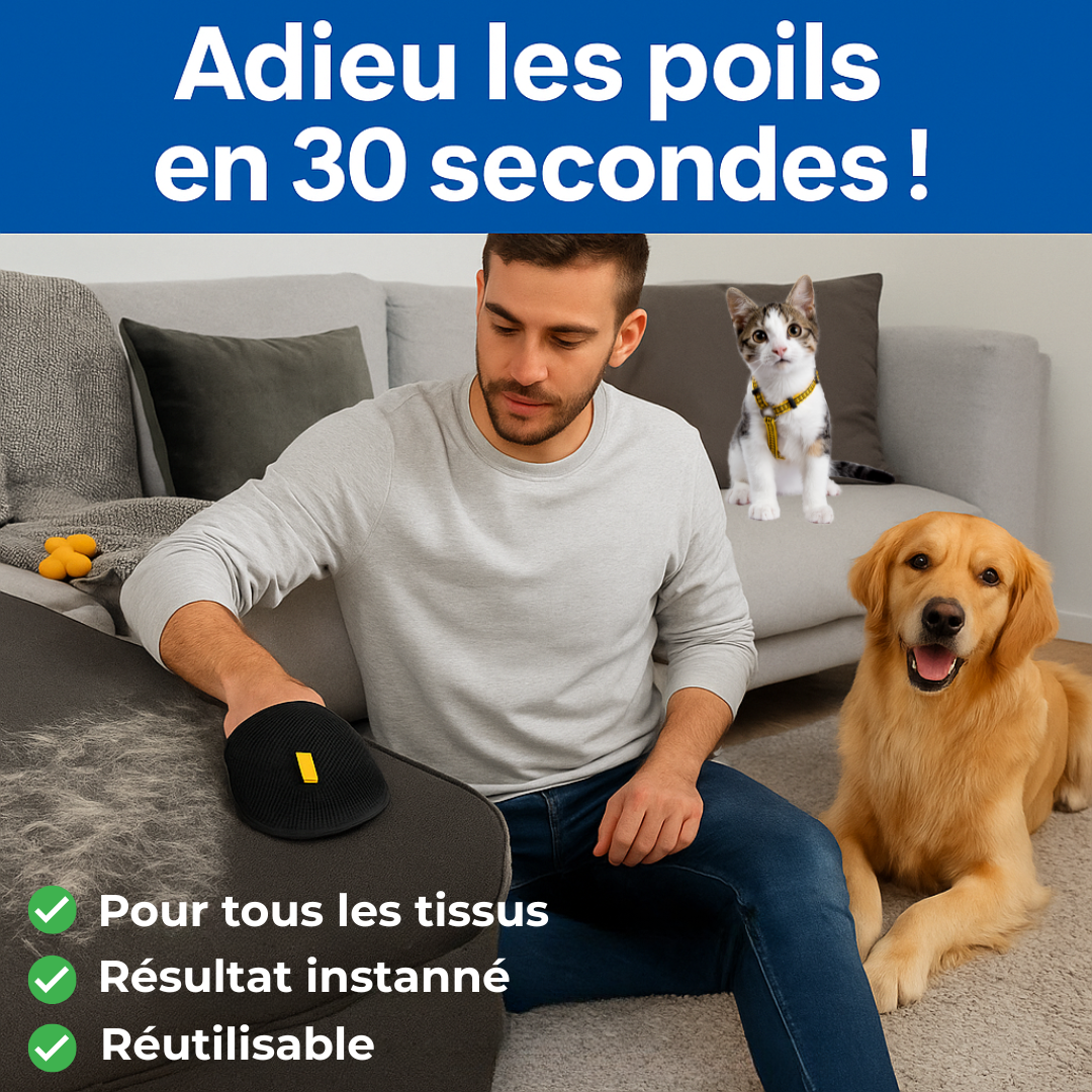 Gant anti-poils en maille – Dites adieu aux vêtements couverts de poils