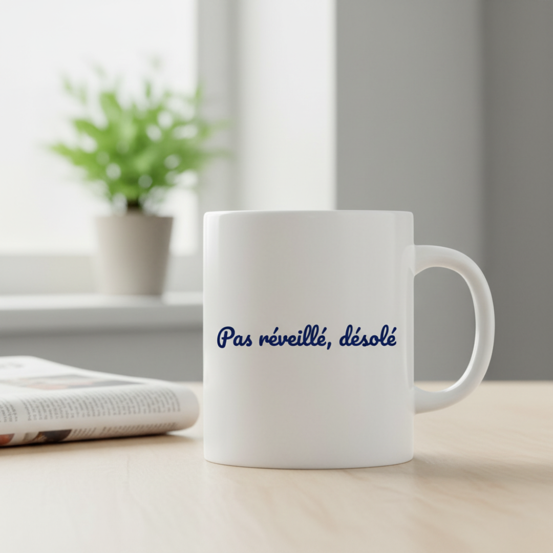 Mug "Pas réveillé, désolé"