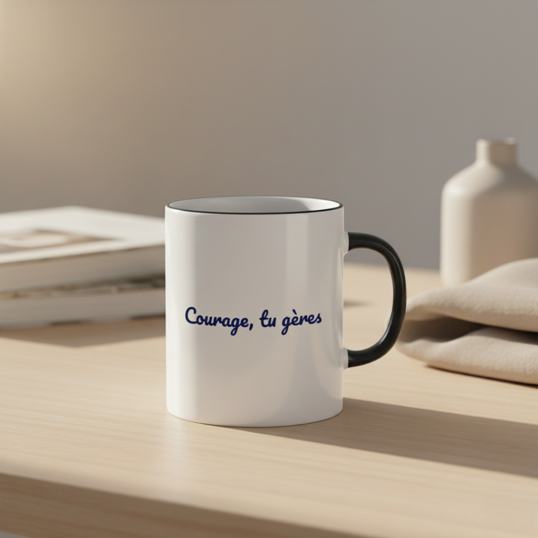 Mug "Courage, tu gères"