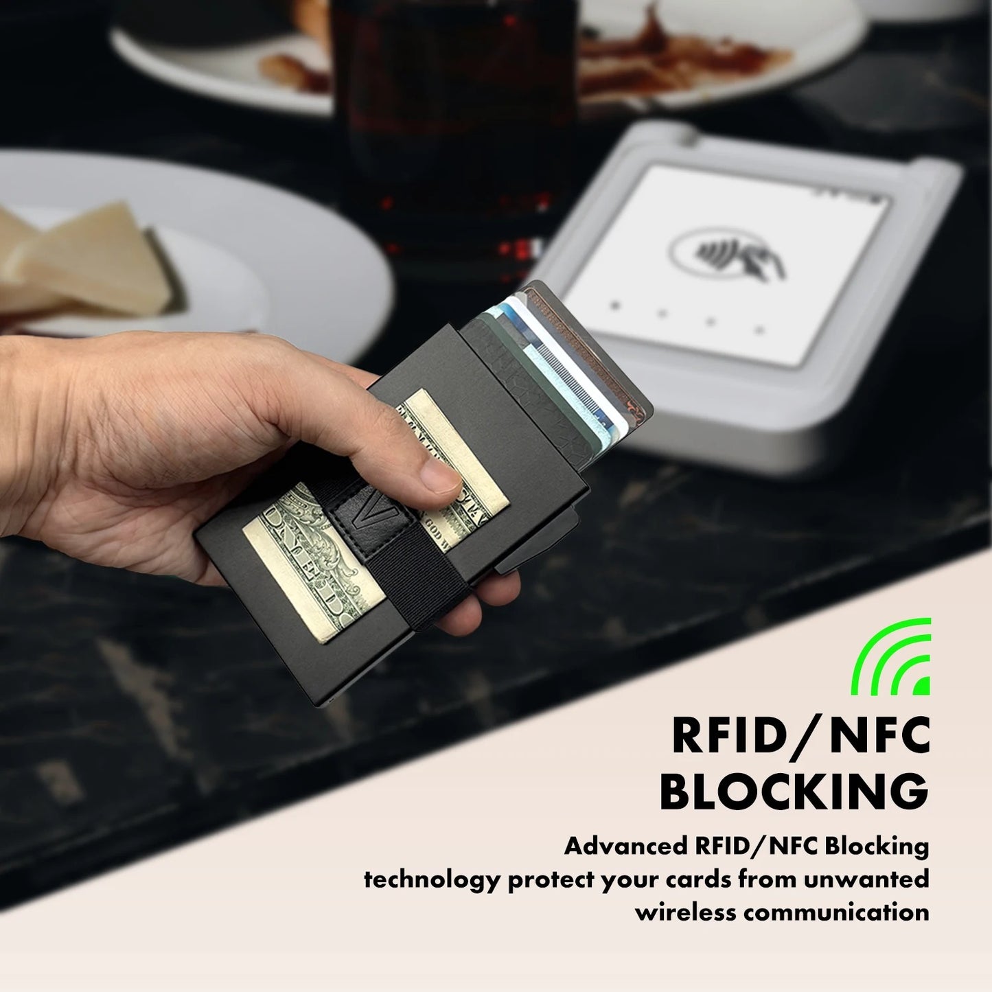 AURVIA™ SmartVault – Portefeuille Métallique Intelligent avec Support AirTag & Protection RFID