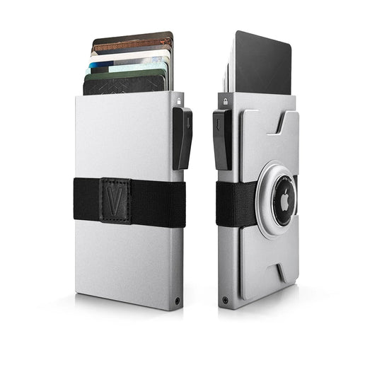 AURVIA™ SmartVault – Portefeuille Métallique Intelligent avec Support AirTag & Protection RFID